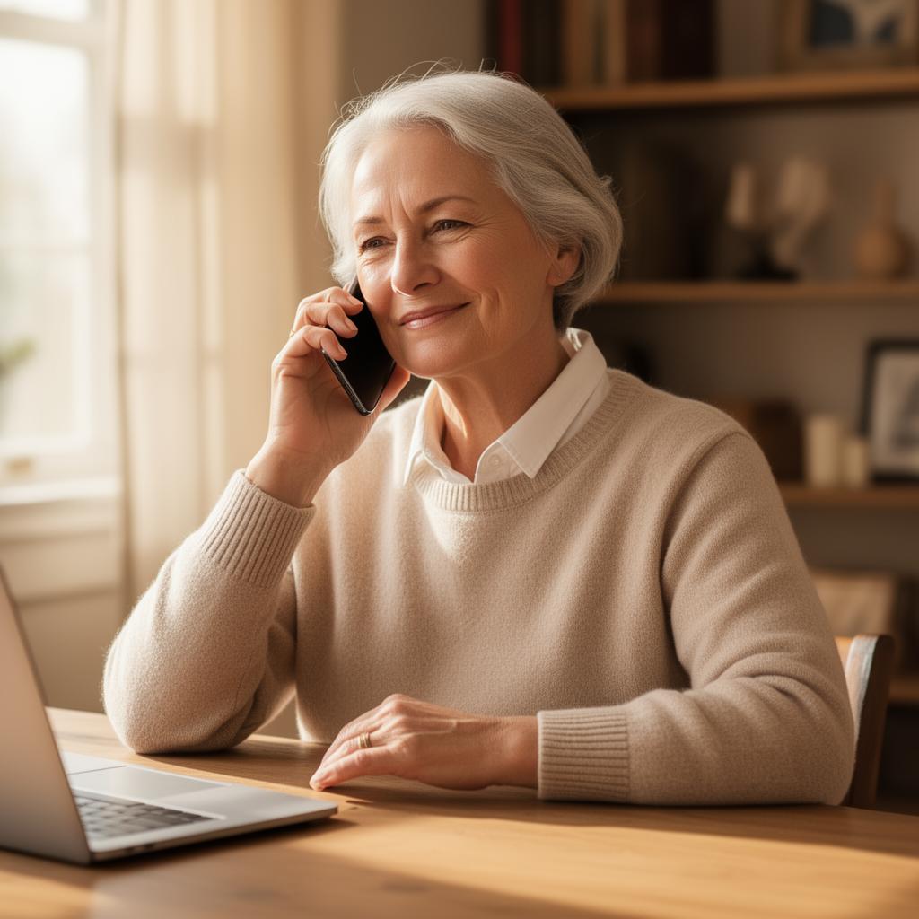 Adult 45+ making a phone call to book a Strength and Longevity Assessment